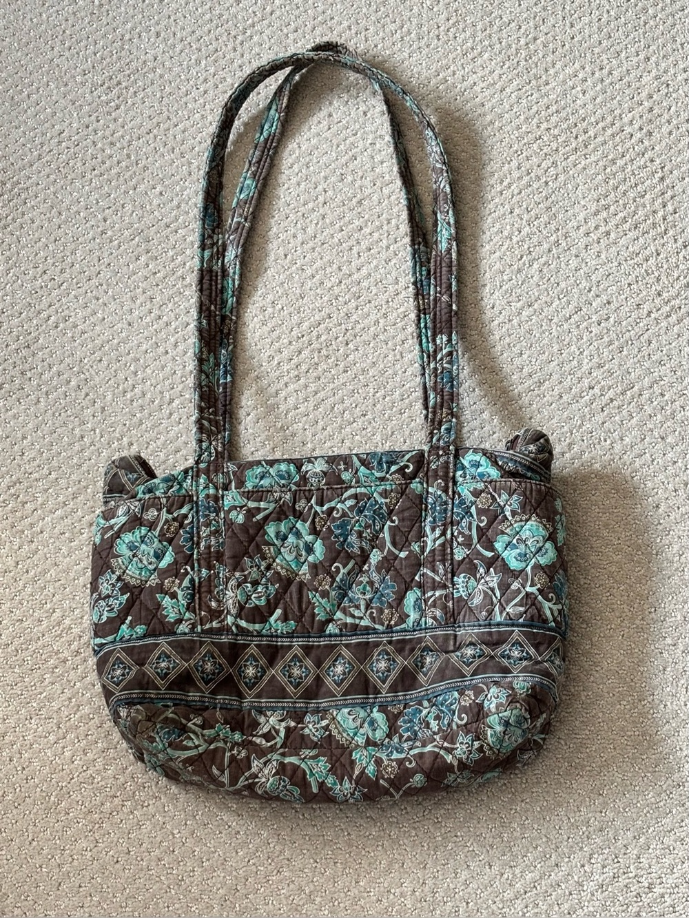 CROFT & BARROW Fabric Brown/Blue Patterned Shoulder Bag